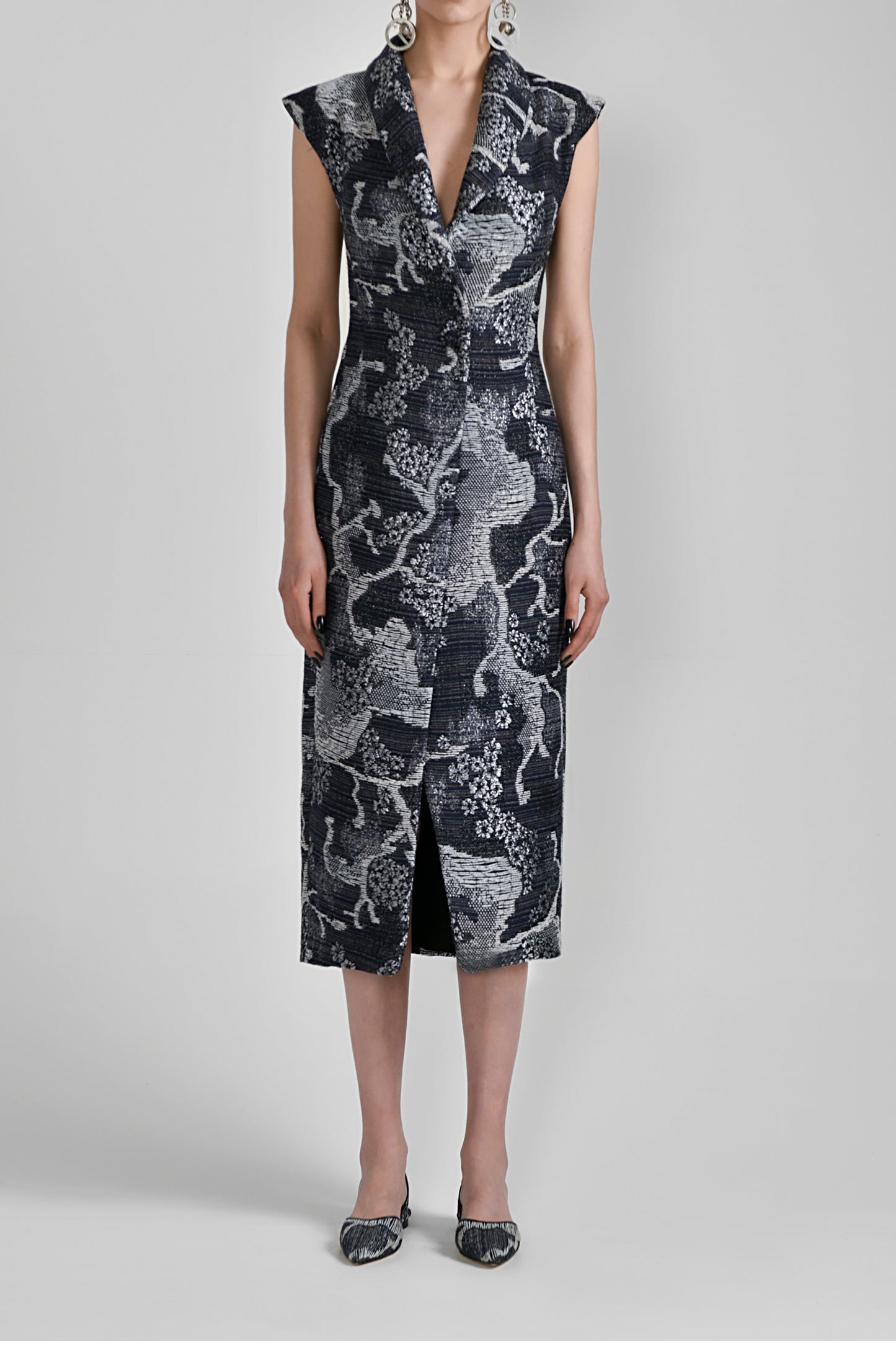 Brocade Tweed Midi Dress