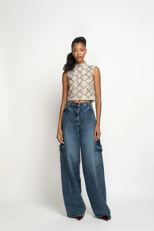 Indira Denim Cargo Trousers