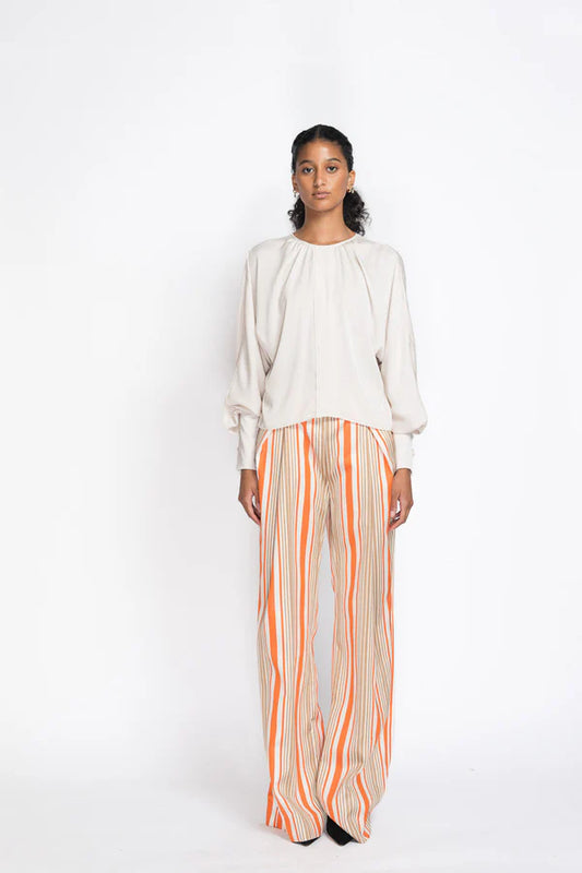 Ivory Satin Crepe Kimono Blouse