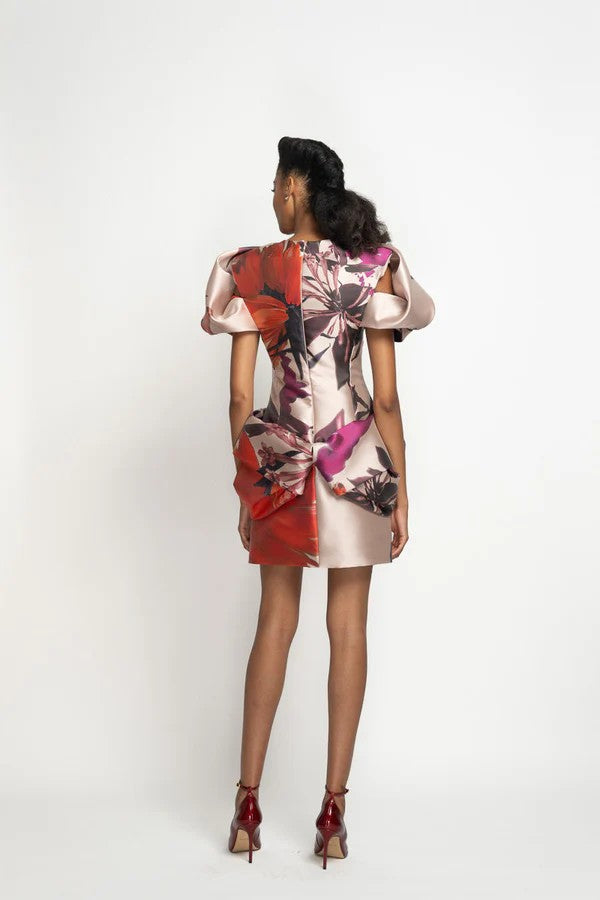 Rose Lata Print Barathea Mini Dress