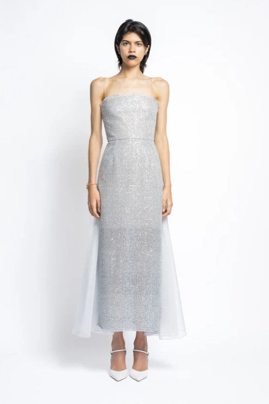 Embroidered Sequin and Organza Cocktail Dress