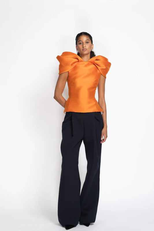 Tangerine Gazar Petal Shoulder Top