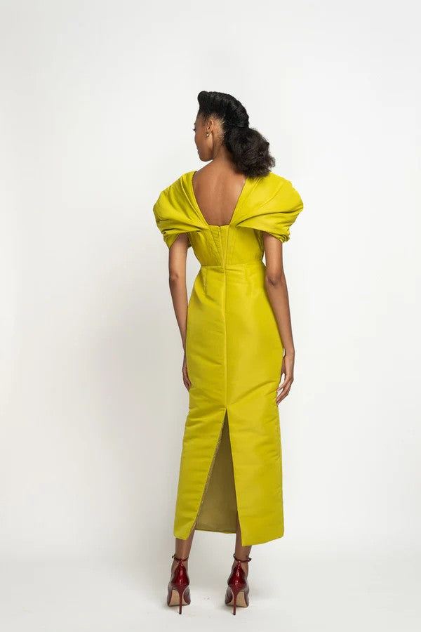 Chartreuse Faille Sheath Dress