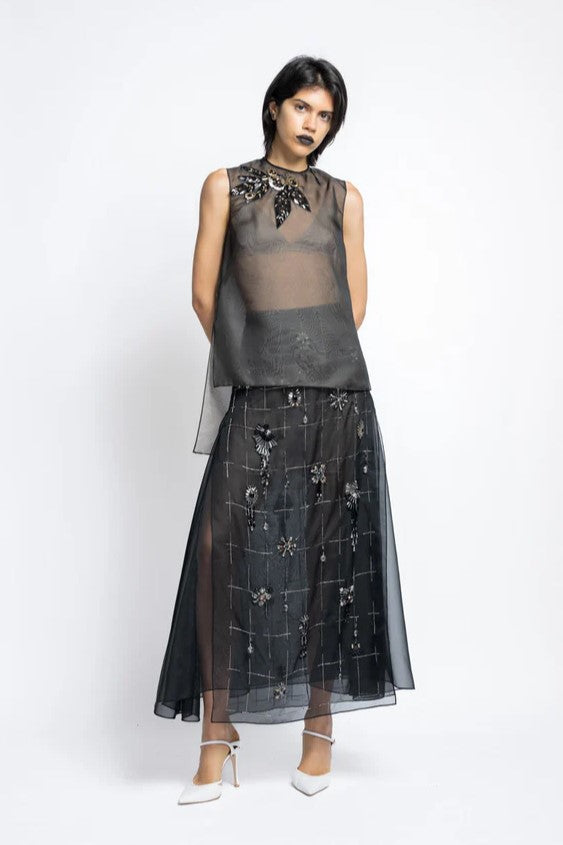 Organza Blouse with Apron Skirt