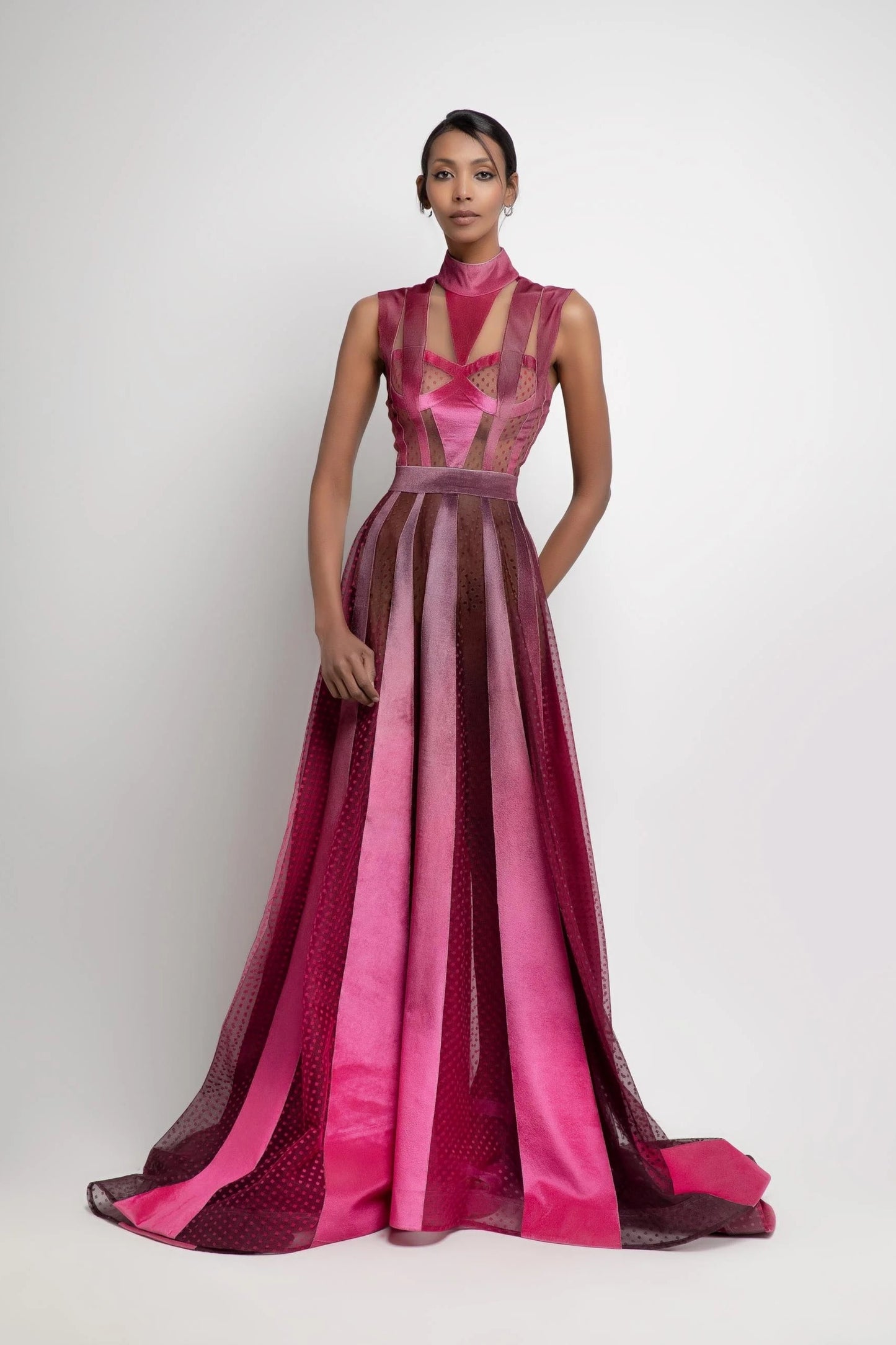 High Neck A-Line Gown with Cuts