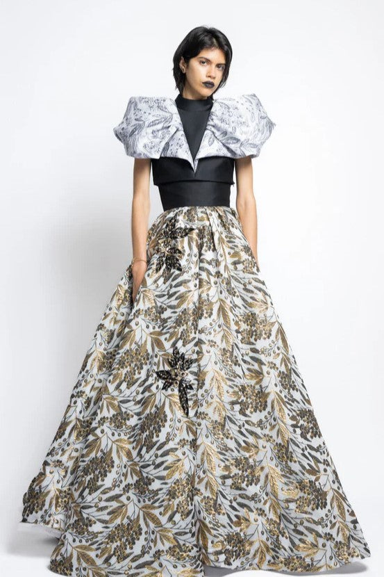 Jacquard and Gazar Top with Ball Skirt