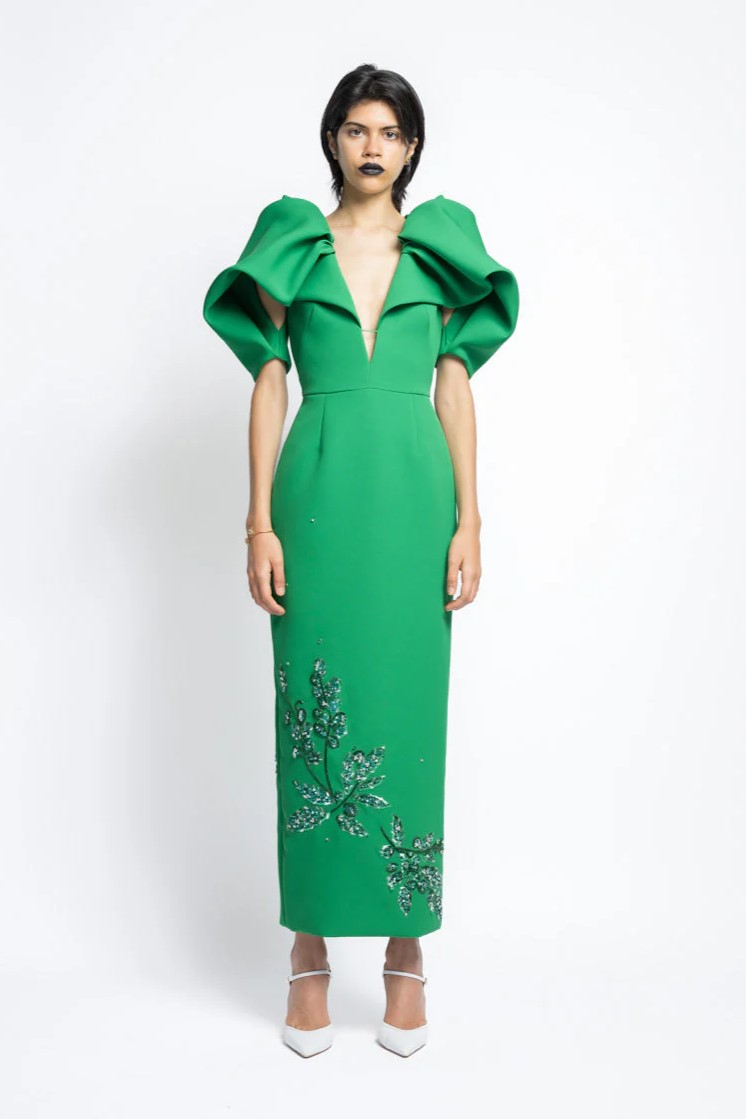 Cady Bay Leaf Sequin Embroidery Cocktail Dress