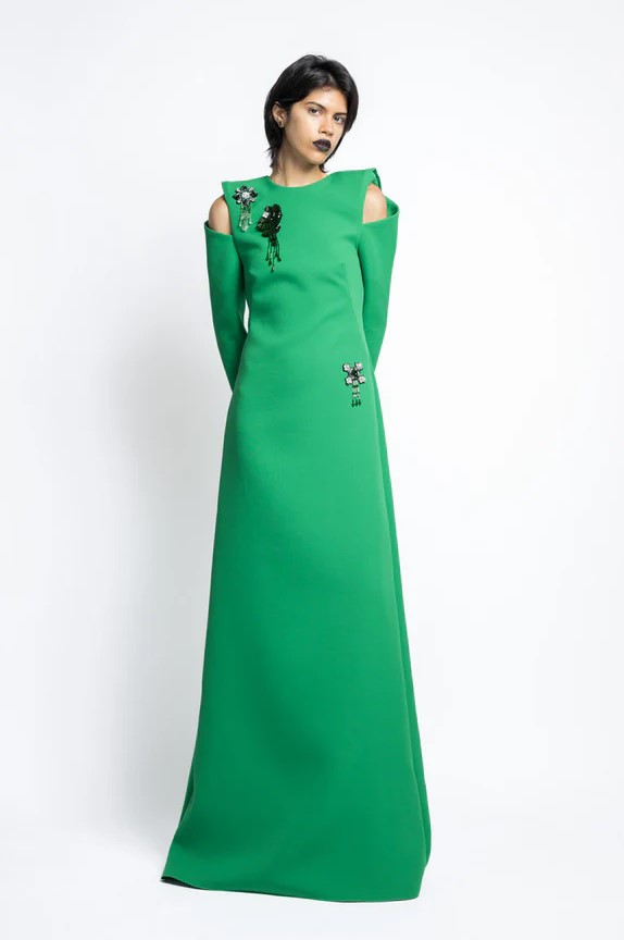 Crystal Embroidery Cady Gown