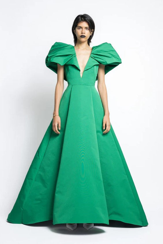 Faille Inverted Pleated Gown