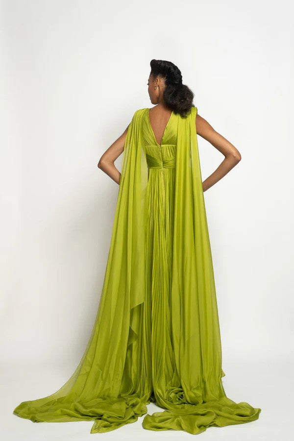 Parrot Silk Mousseline Gown