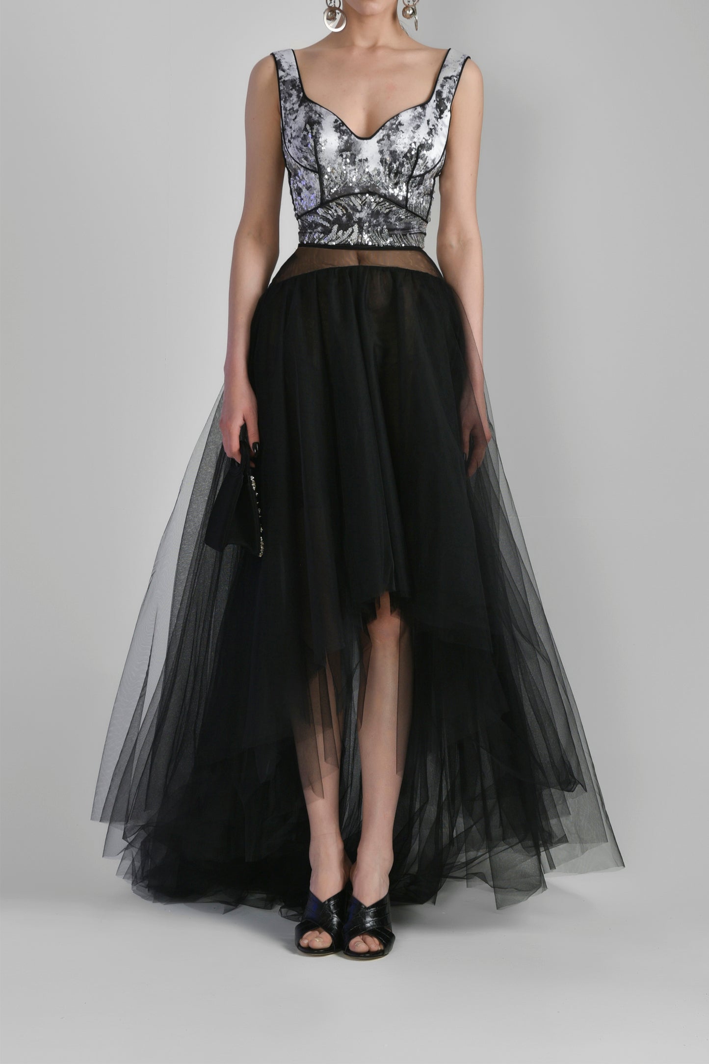 Satin Cropped Top with Skirt