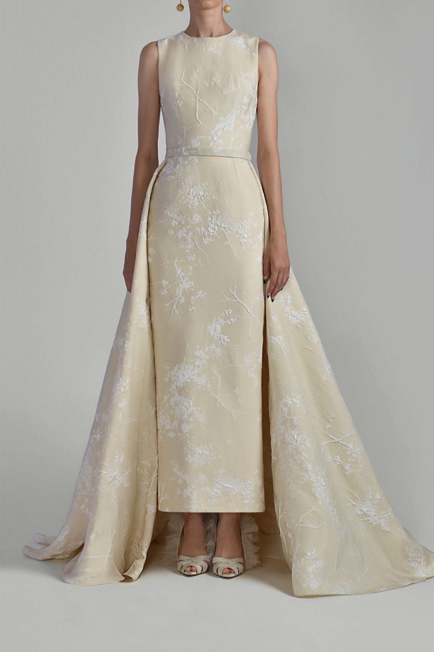Brocade Gown with Overskirt