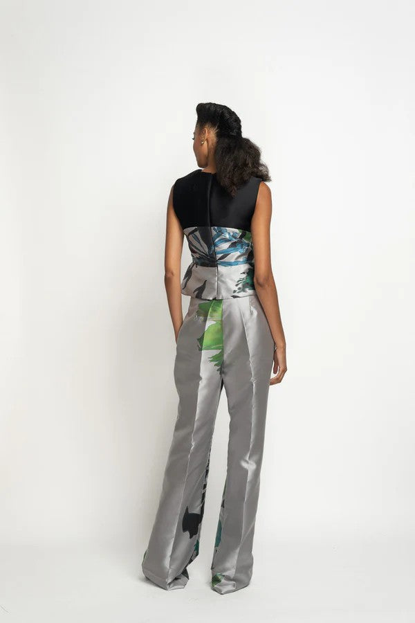 Silver Lata Print Barathea Trousers