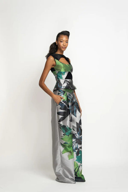 Silver Lata Print Barathea Trousers