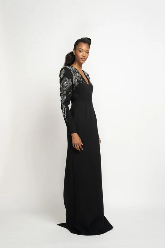 Onyx Cady Column Gown