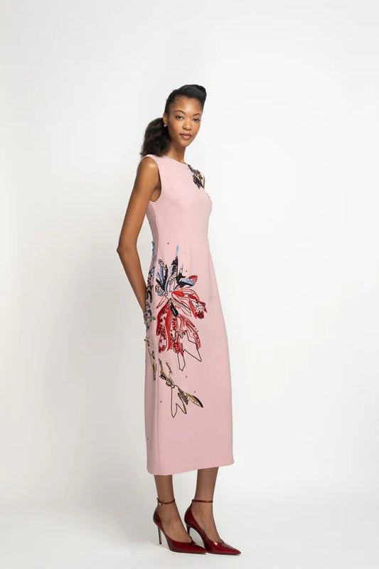 Pink Blossom Ponte Crepe Tunic Dress