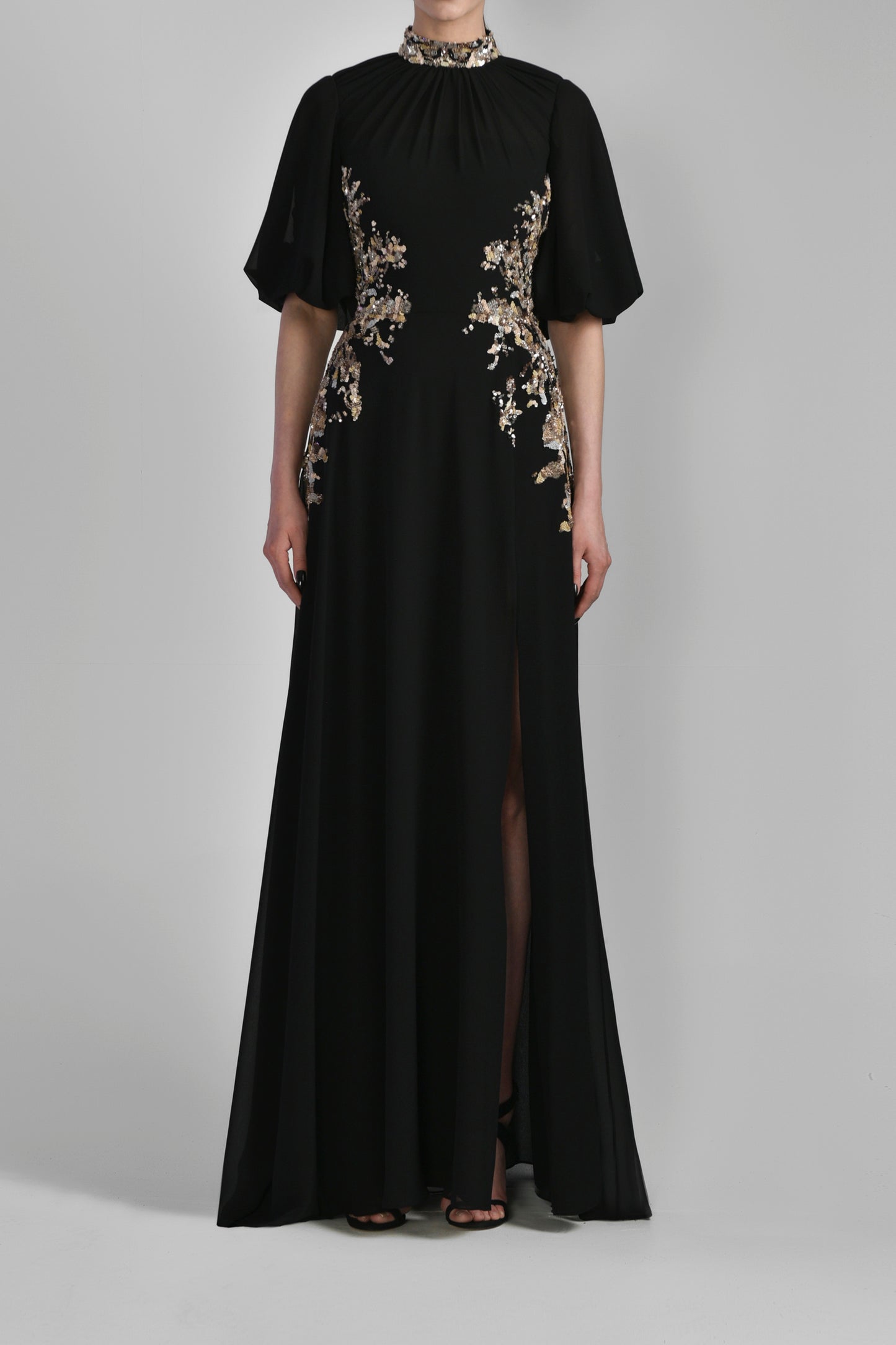 Crepe Georgette Beaded Gown
