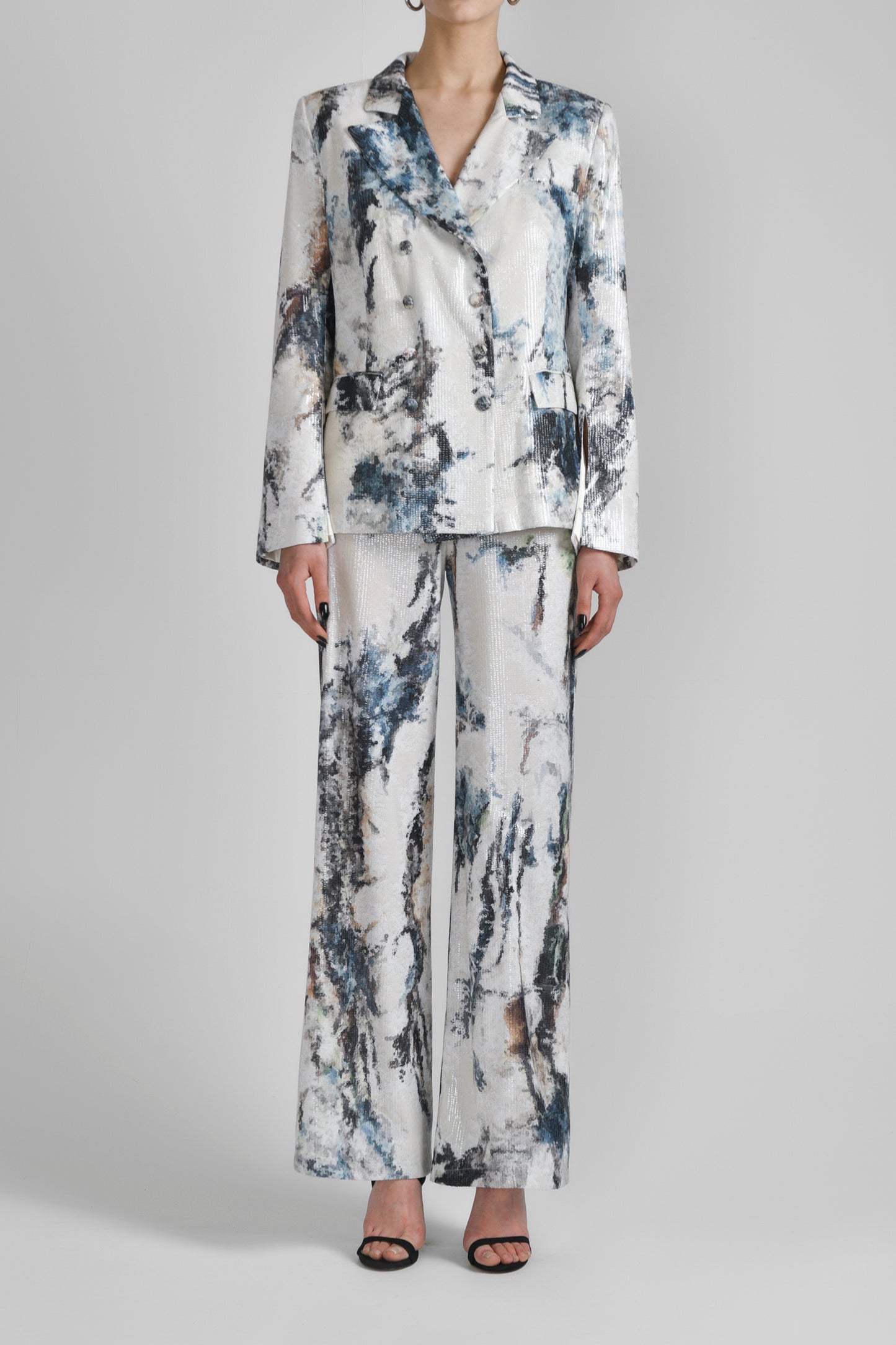 Sequin Muslin Jacket with Pants