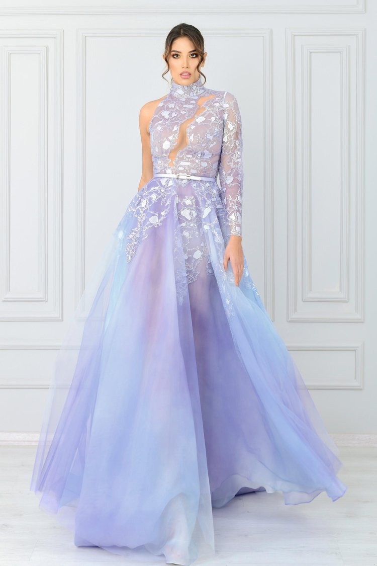 High Neck A-Line Gown