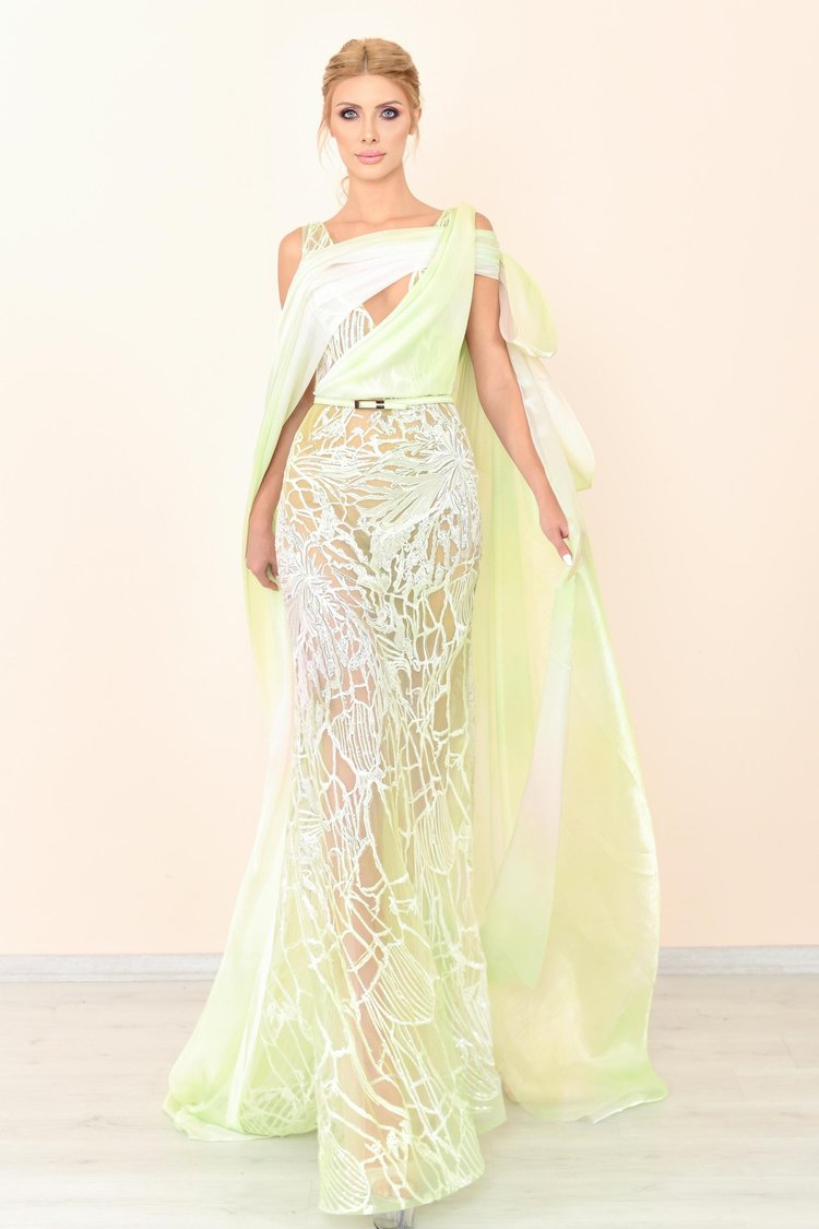 Draped Fit and Flare Gown