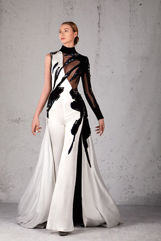 Embellished Semi-Sheer Jumpsuit