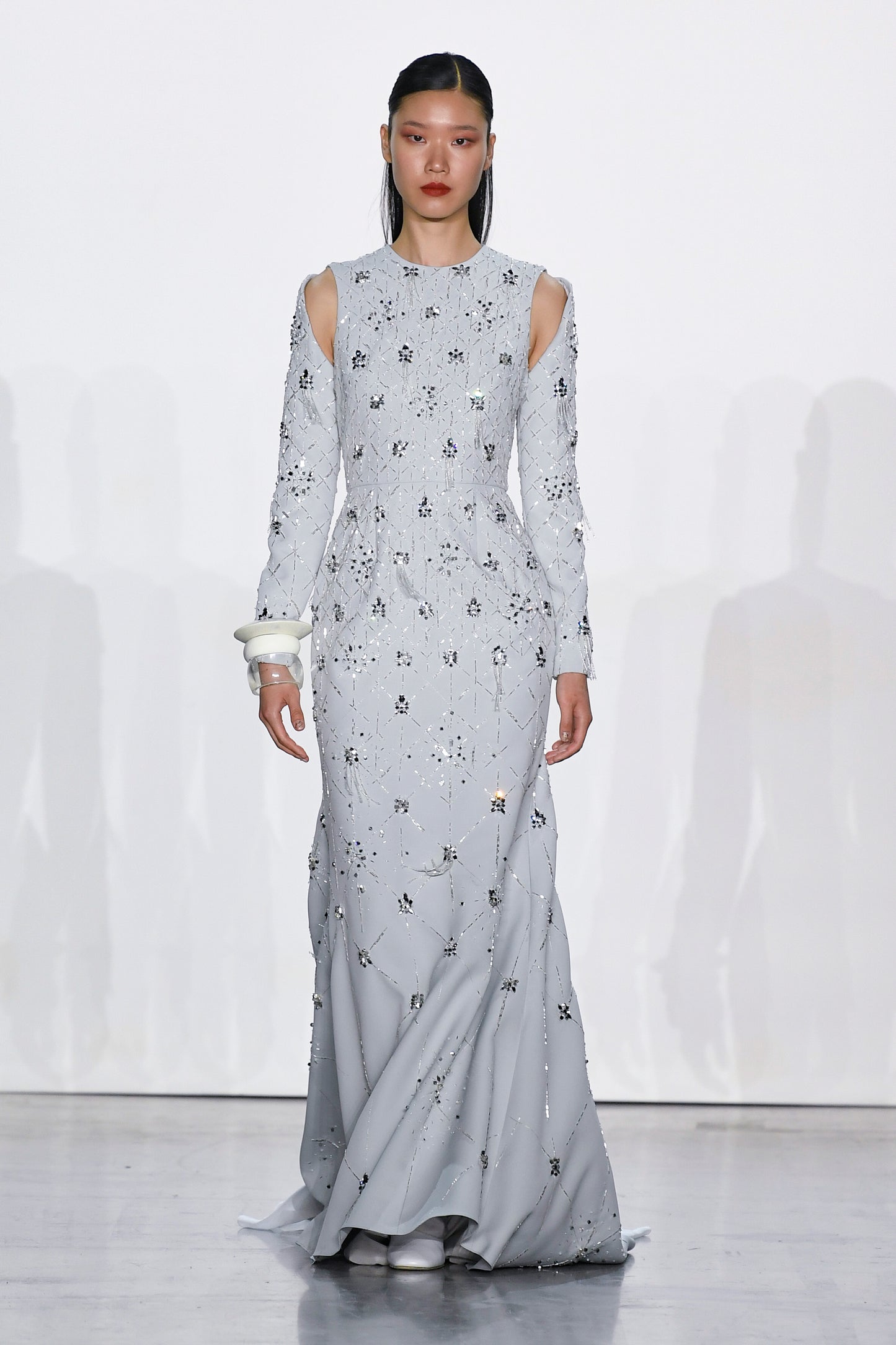 Cady Lattice Crystal Embroidered Gown