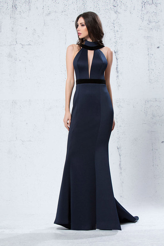 Fit and Flare Gown with Illusion Bodice