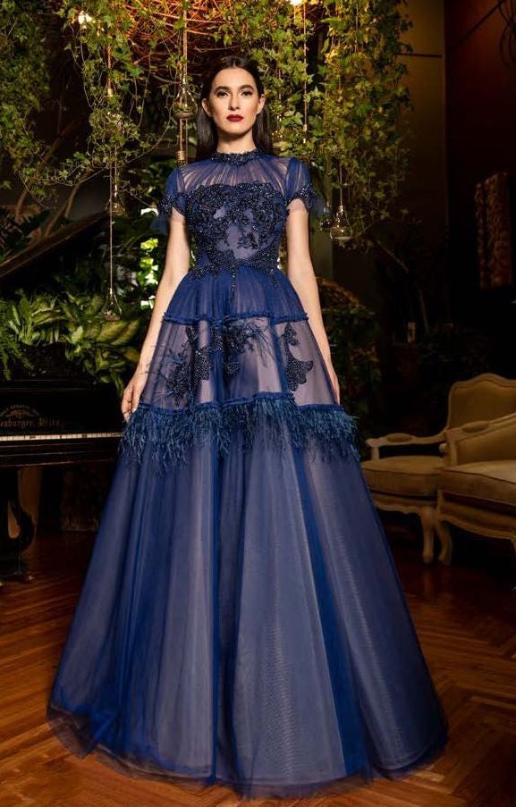 Short Sleeve Embroidered Gown