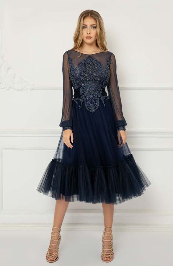 Long Sleeve Embroidered Midi Dress