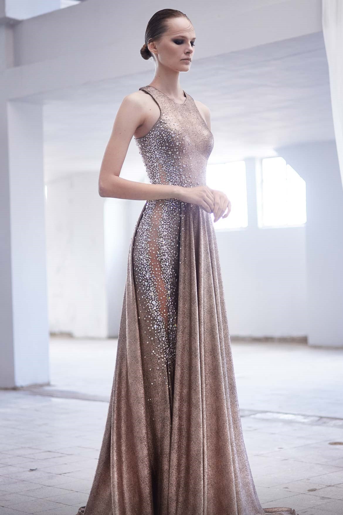 Embellished Gown with Overskirt