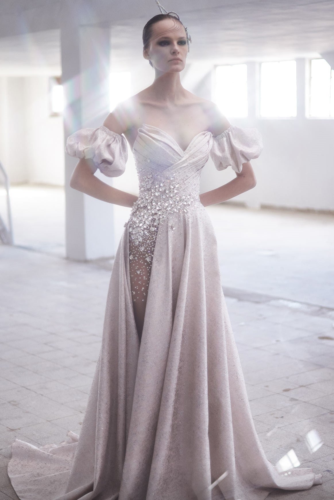 Off the Shoulder Illusion Gown