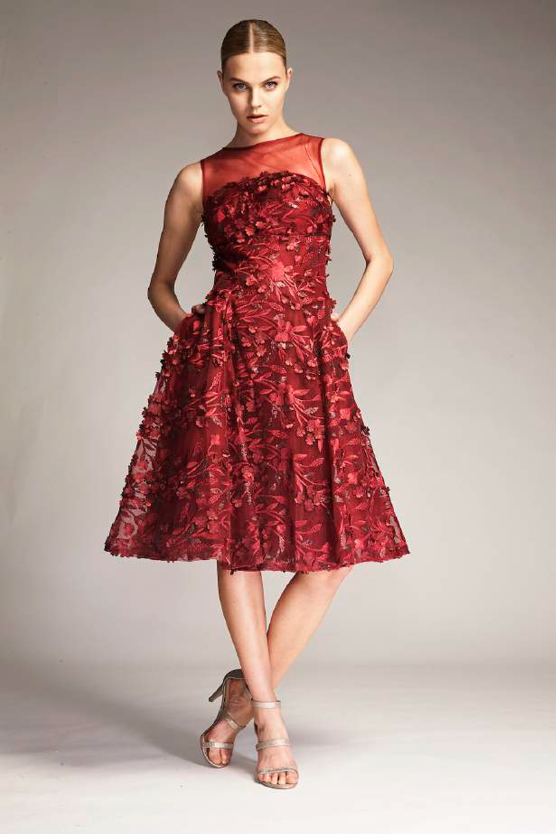 Sleeveless Floral Tulle Cocktail Dress