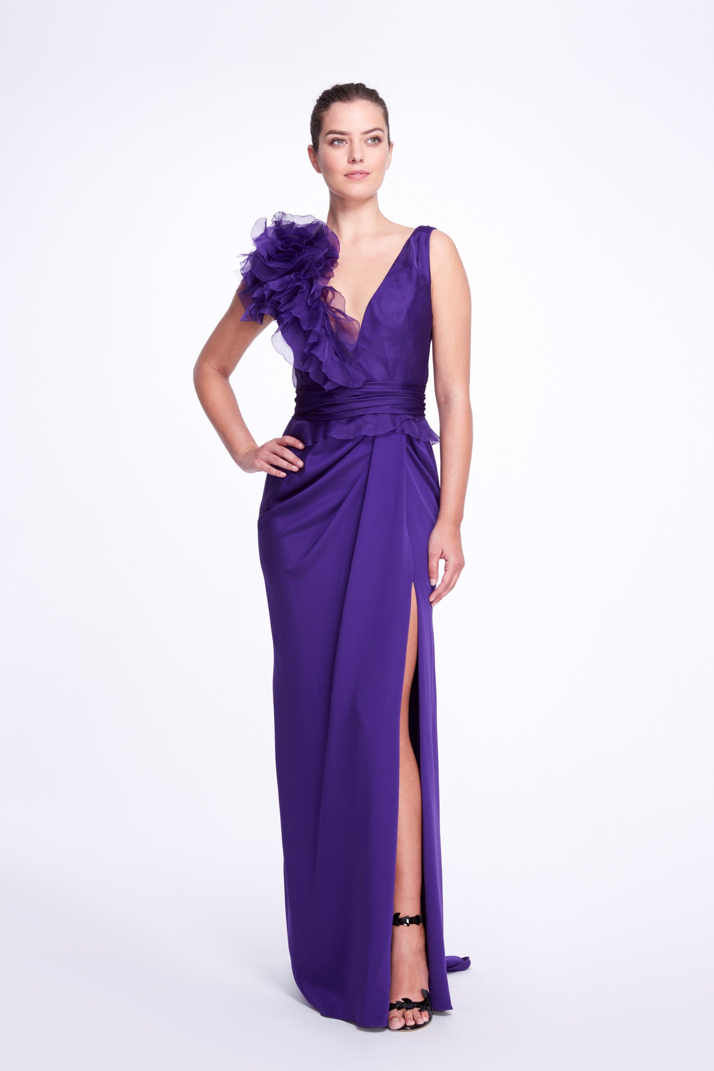 V-Neckline Slit Gown