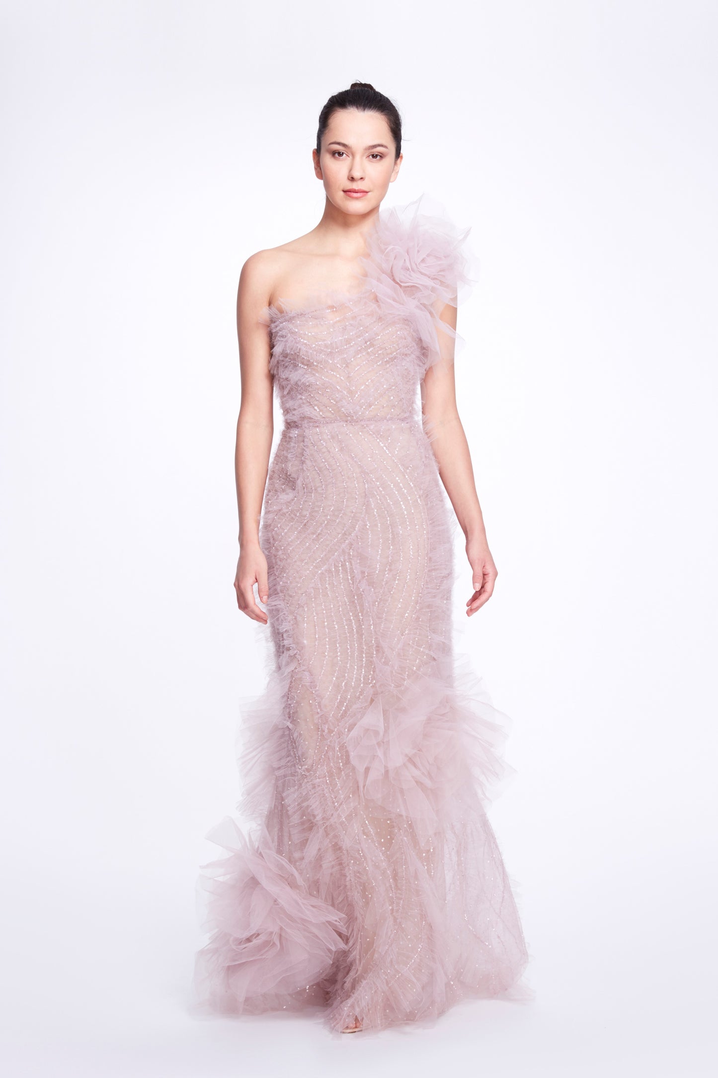 One Shoulder Tulle Gown