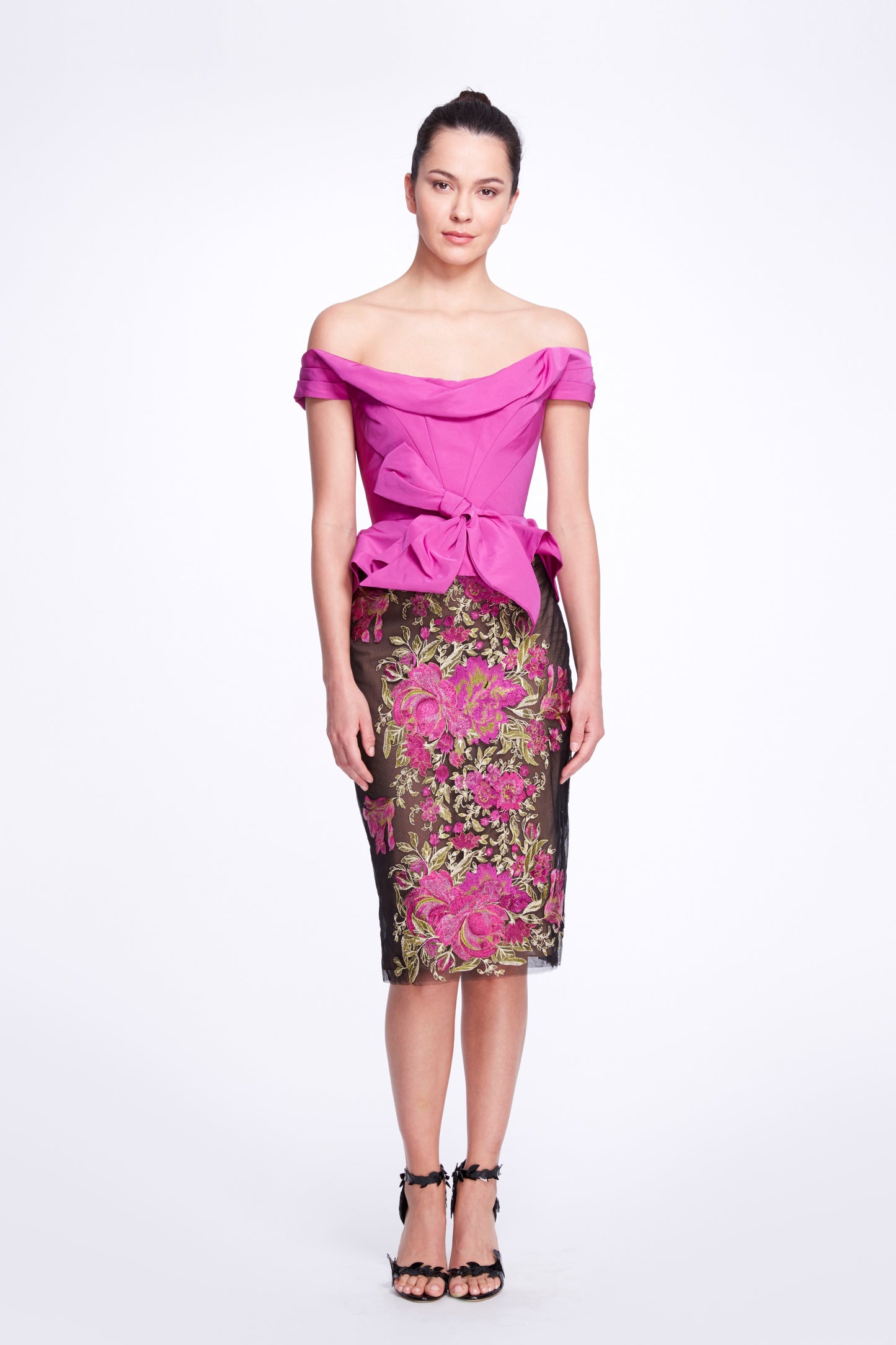 Off the Shoulder Embroidered Cocktail Dress