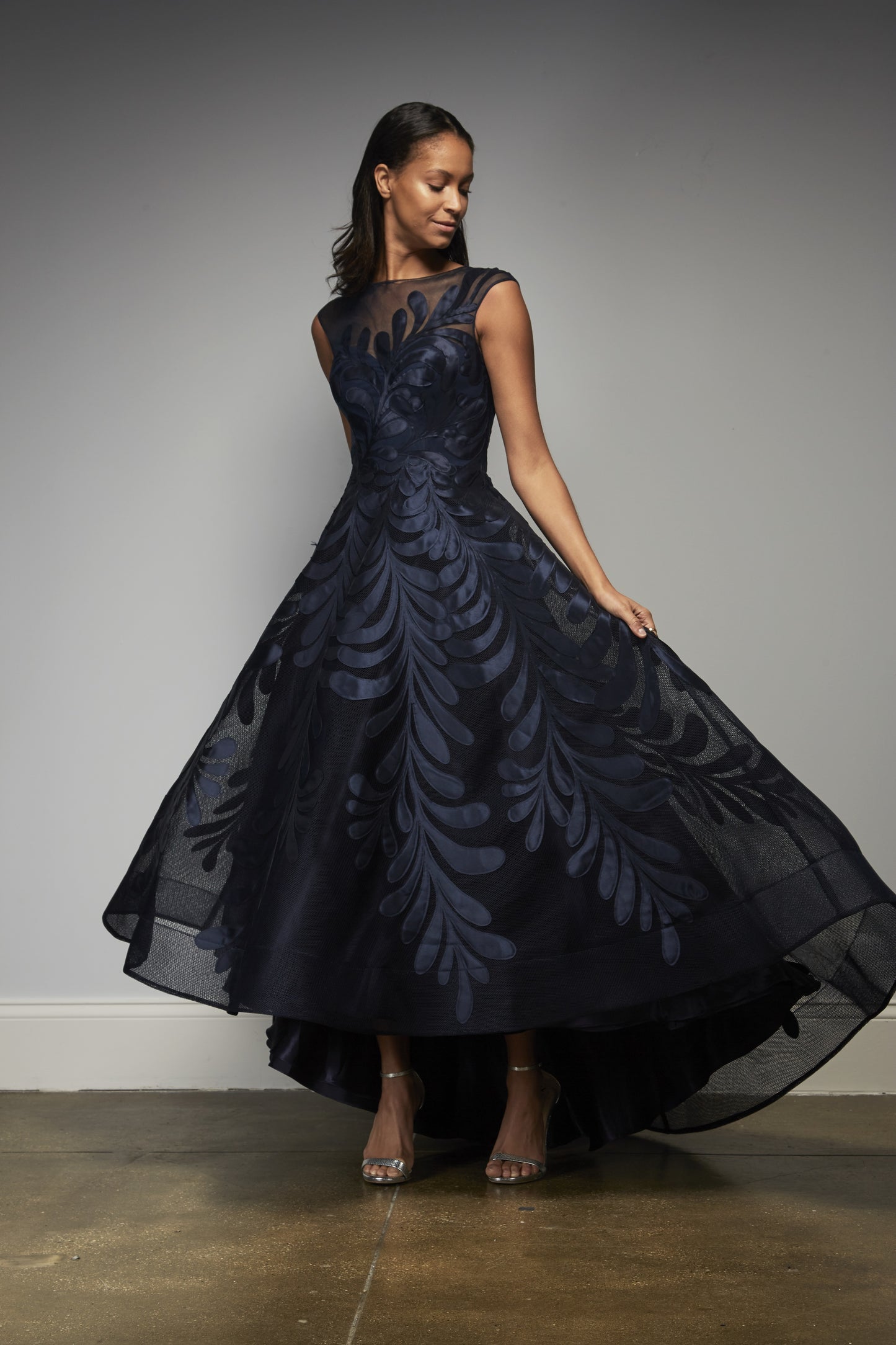 Sleeveless High Low Mikado Gown