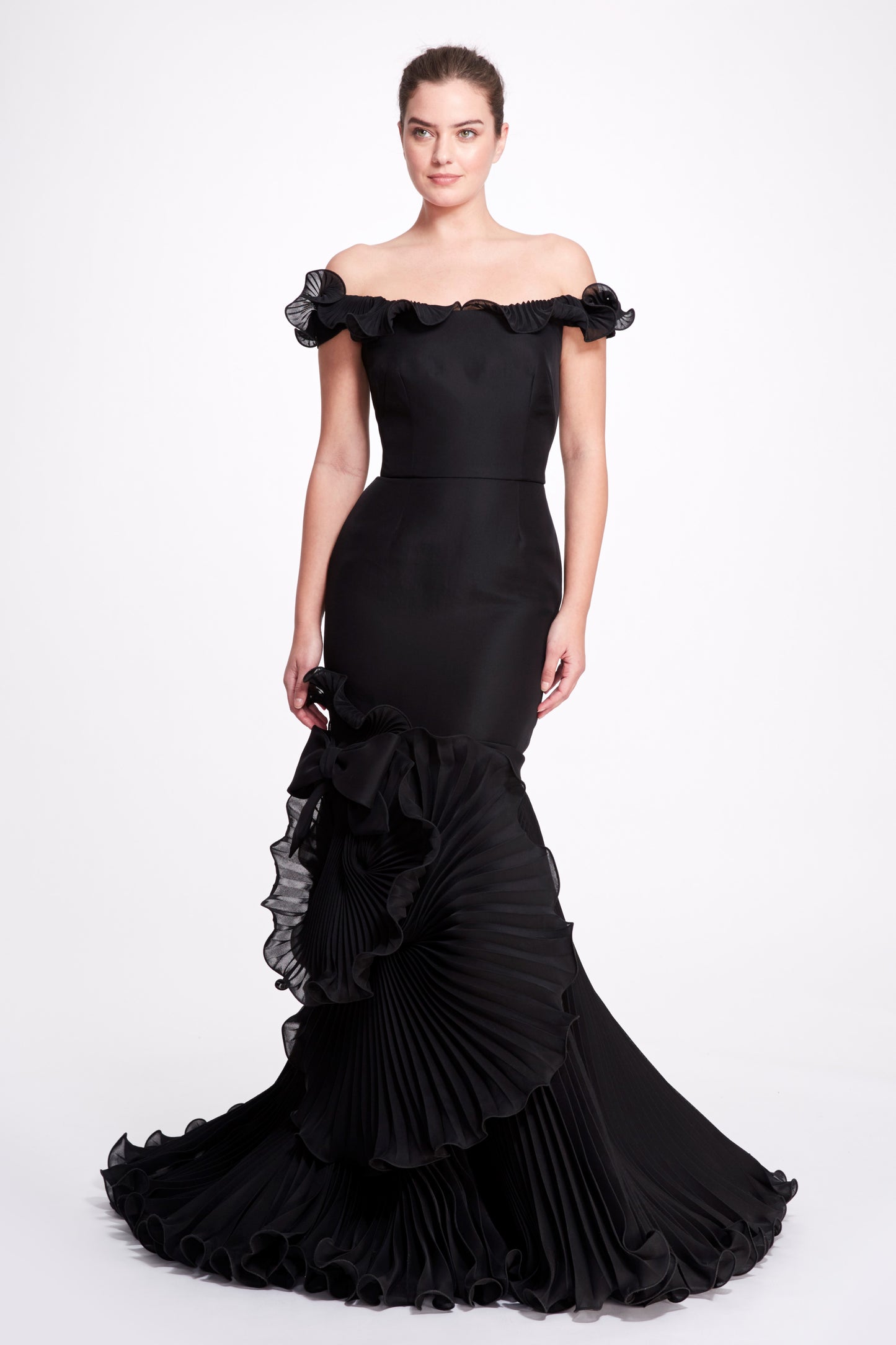 Ruffled Off Shoulder Gown