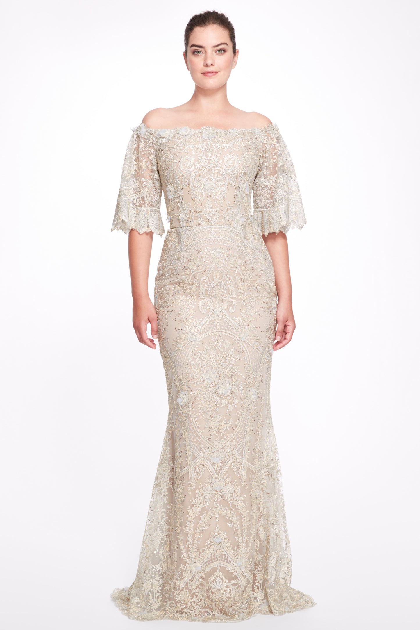 Off the Shoulder Embellished Gown