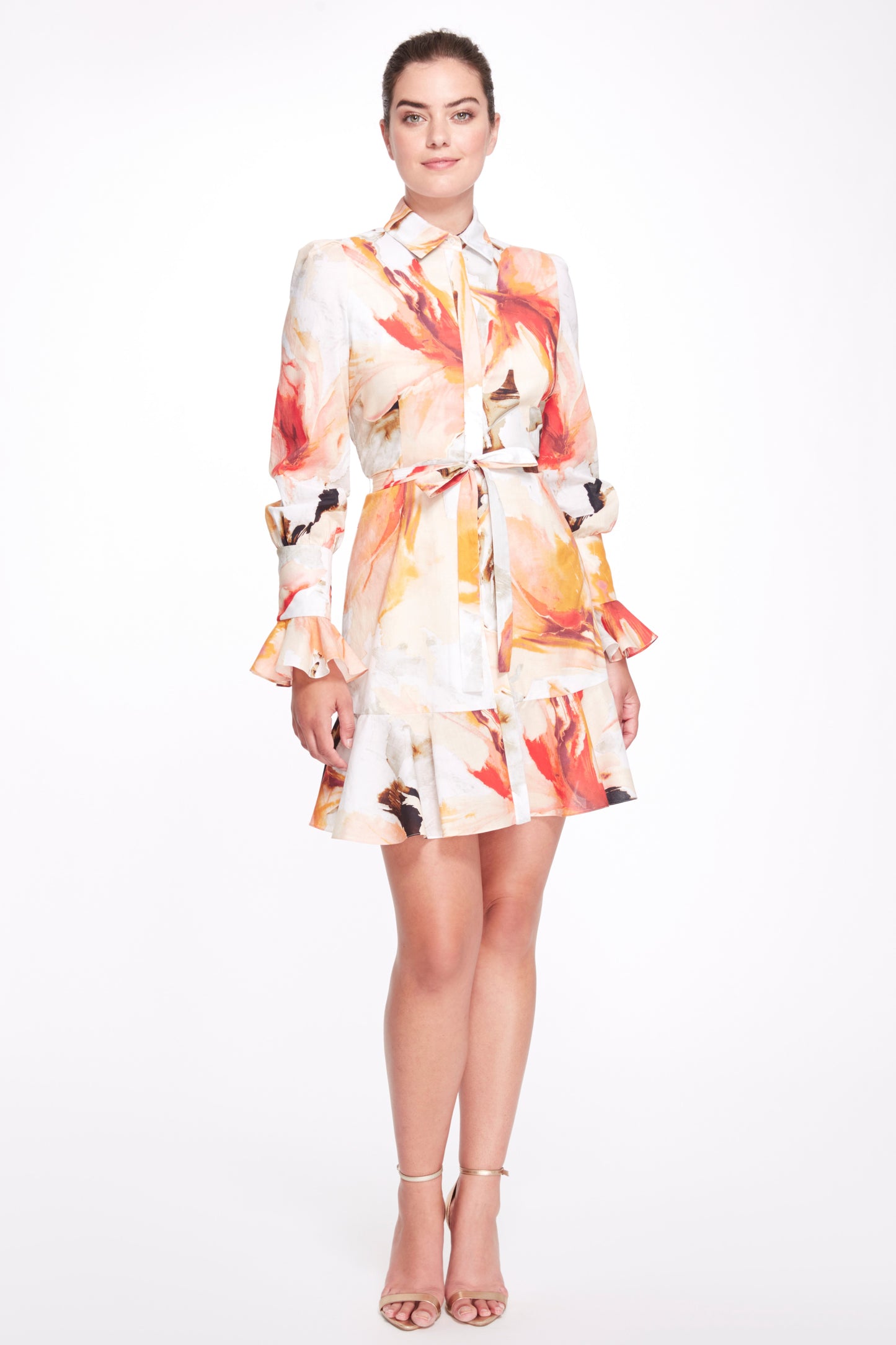 Flounce Hem Printed Cotton Dress