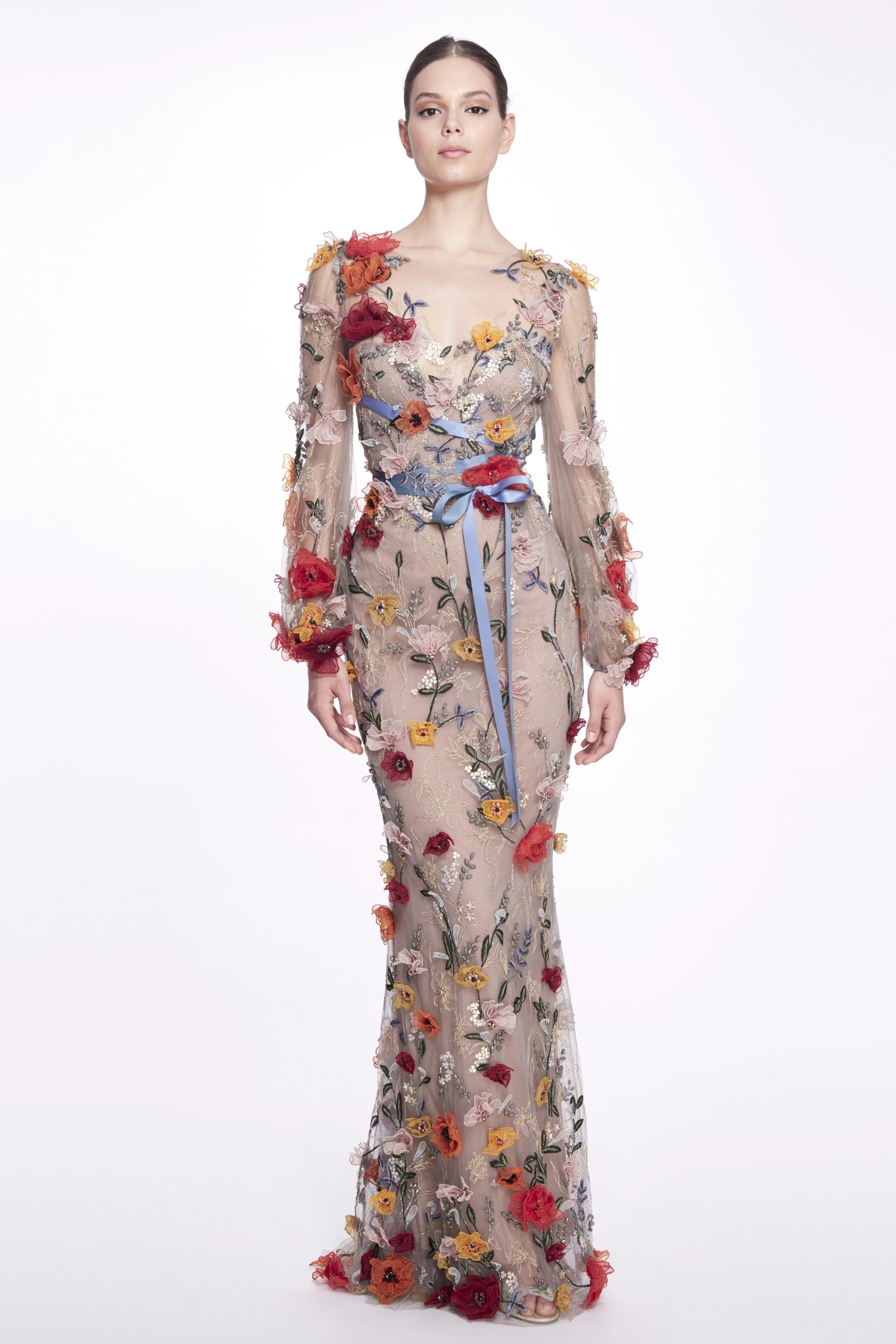Floral Long Sleeve Gown
