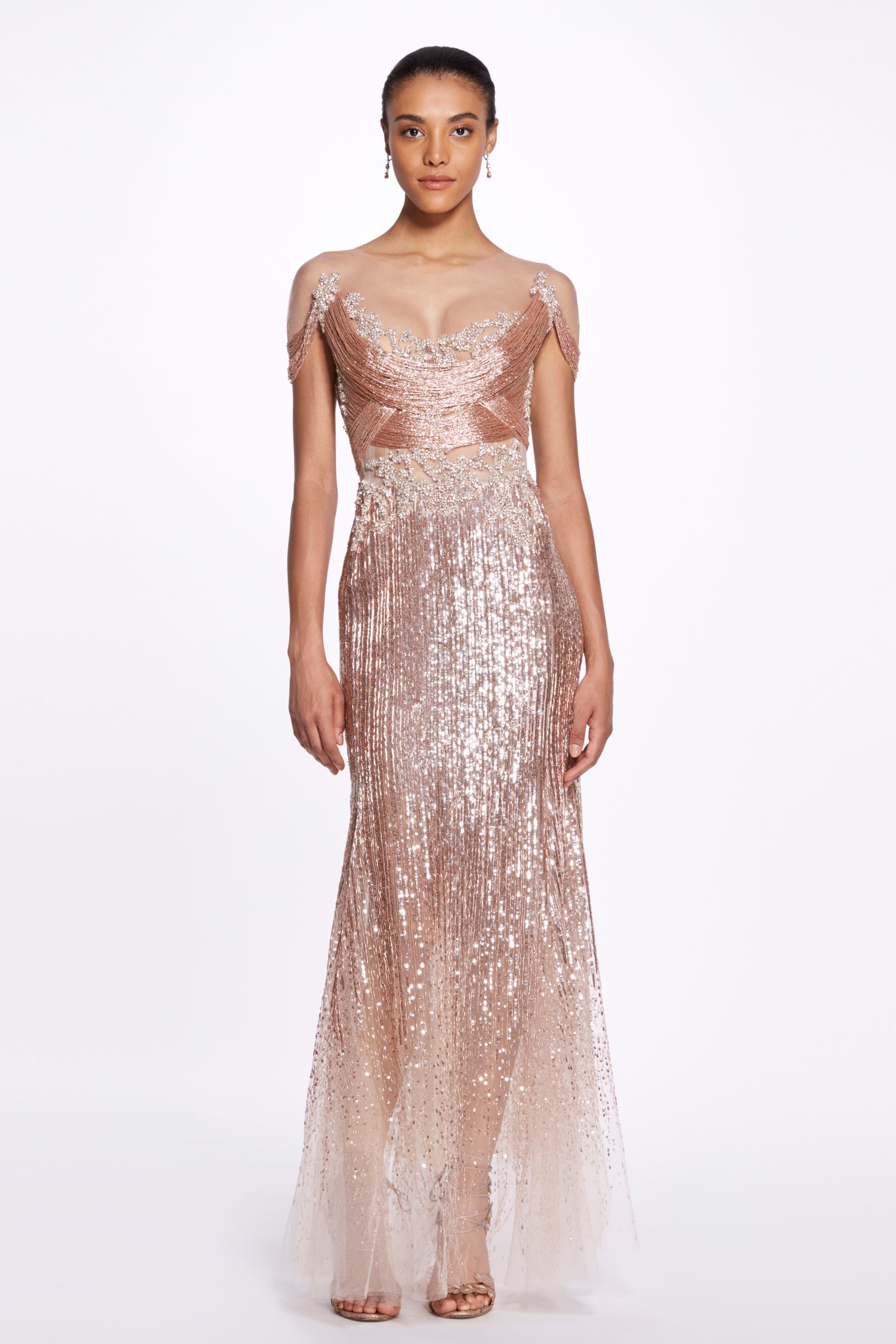 Bugle Bead and Sequin Fringe Gown