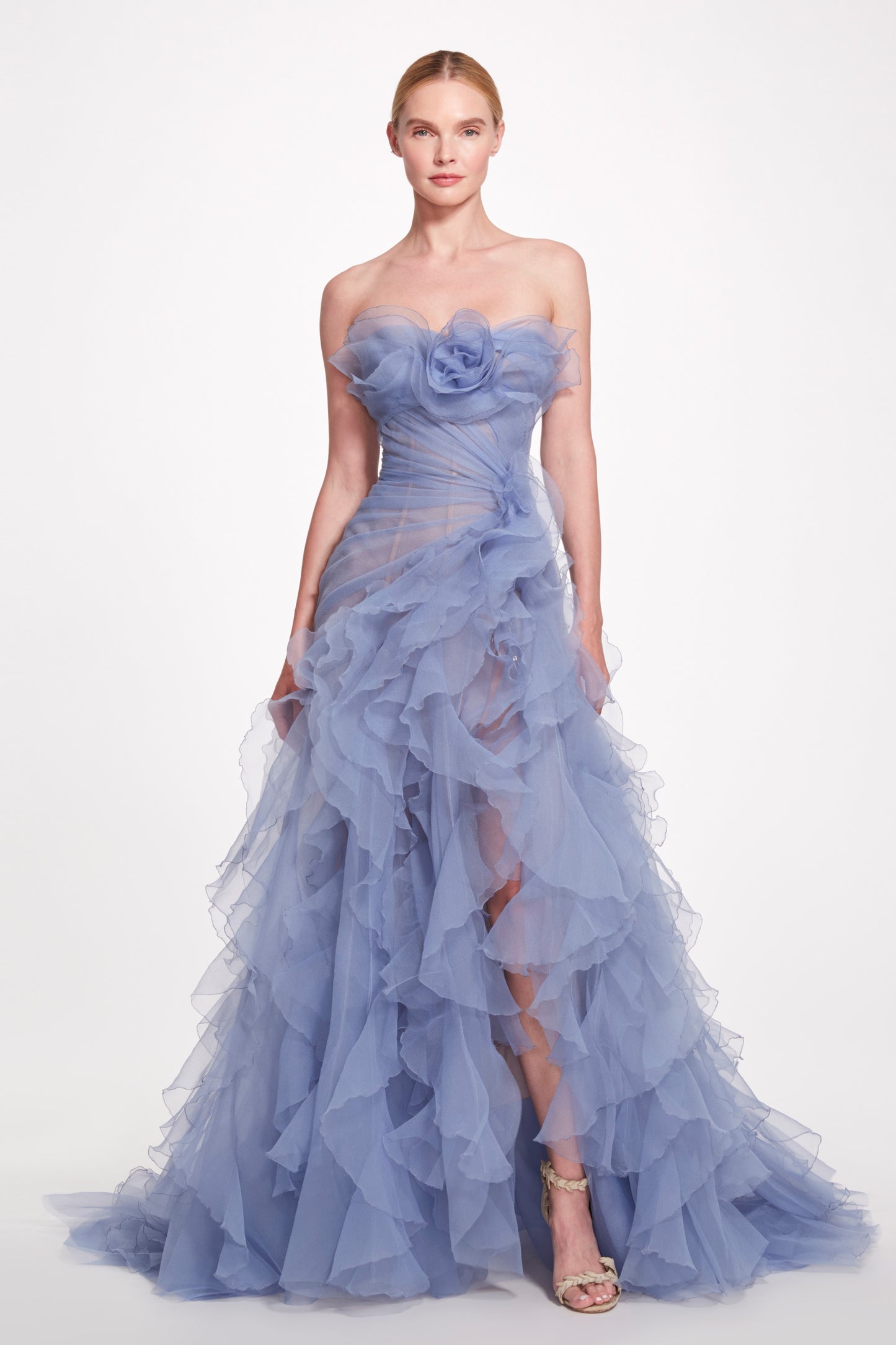 Strapless Textured Organza Ball Gown
