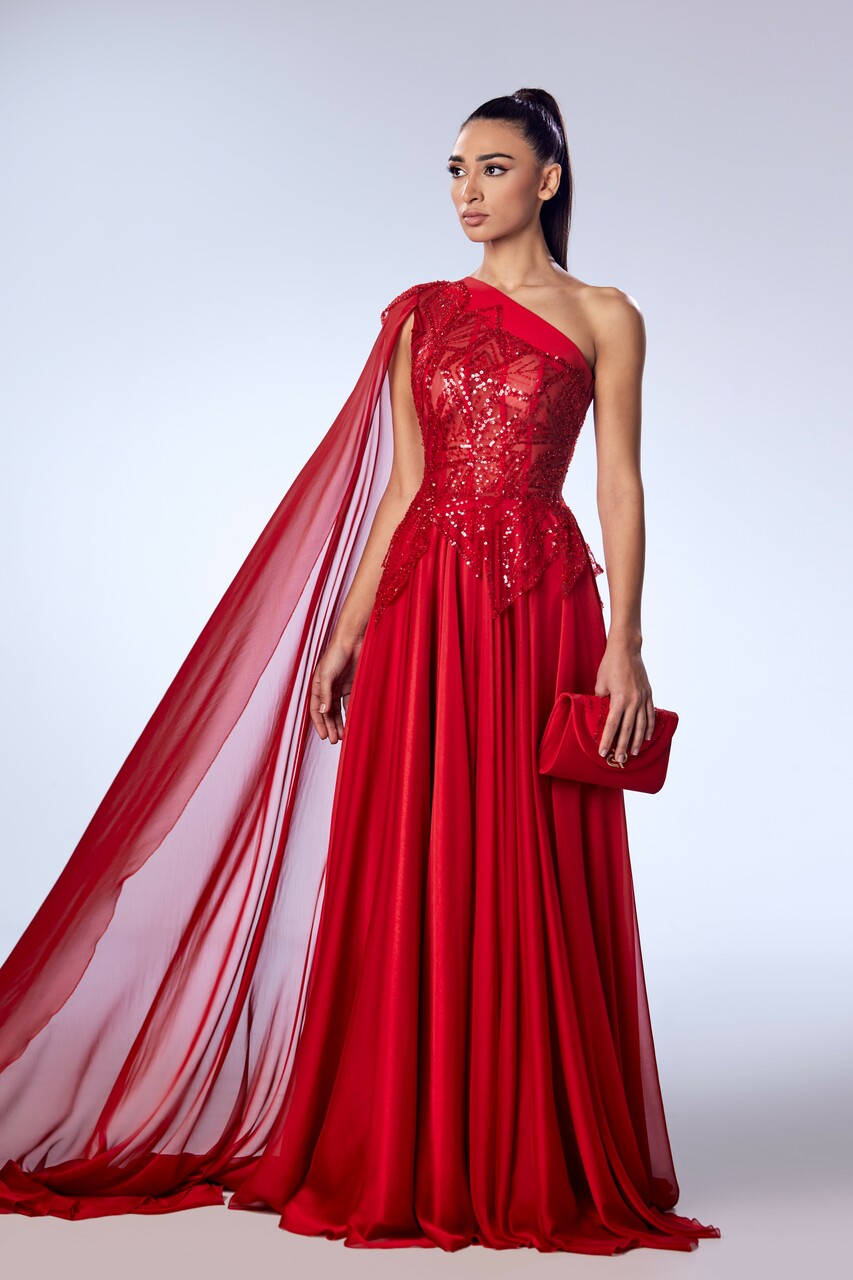 Beaded Cassida Mousseline Gown