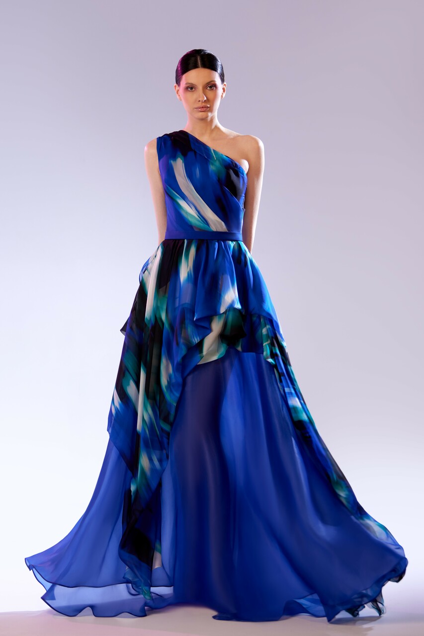 One-Shoulder Draping Gown