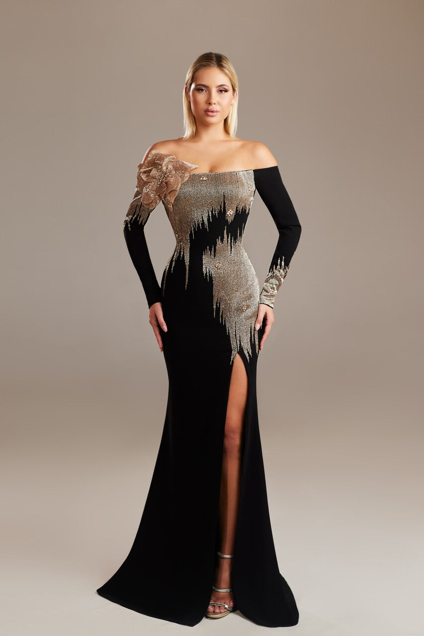 Flared Long Sleeve Gown