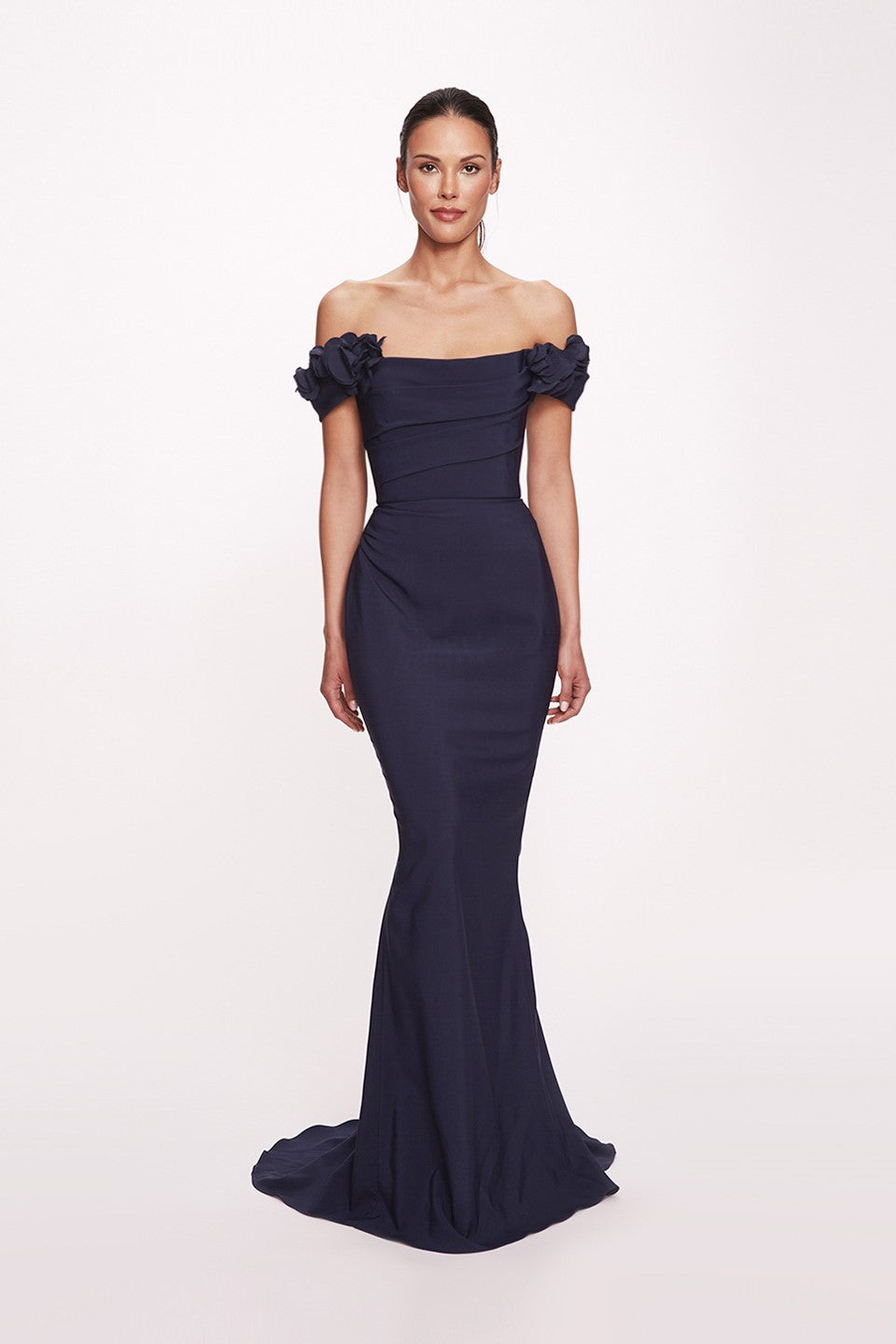 Off Shoulder Stretch Crepe Gown