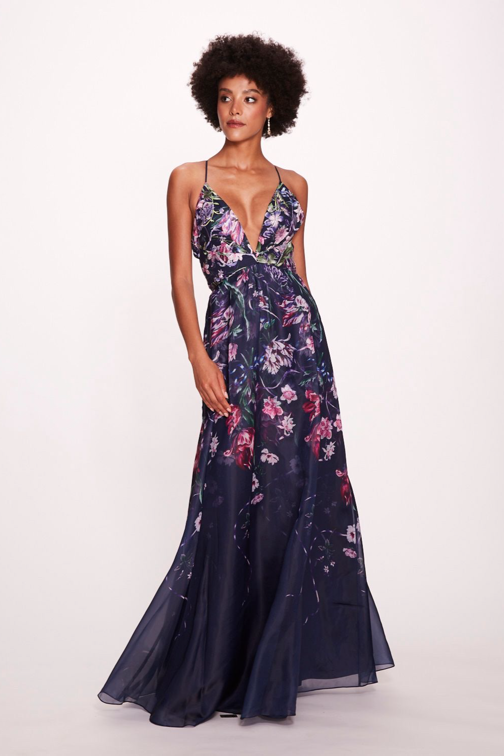 V-Neck Chiffon Gown