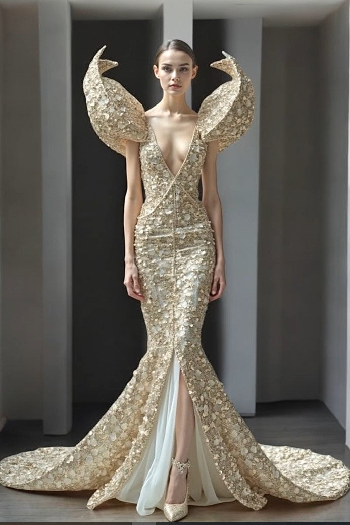 Structured Sleeved Gown