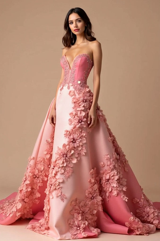 Sweetheart Floral Embellished Gown