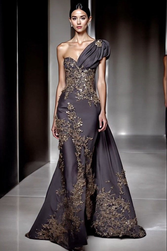 Asymmetrical Sleeved Gown